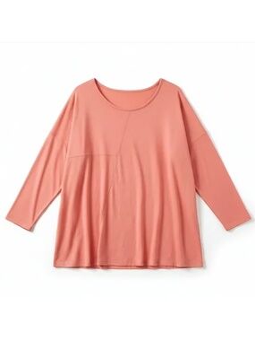 Peace Love World Tunic Top Coral Pink Stretch Knit Long Sleeve 4X New